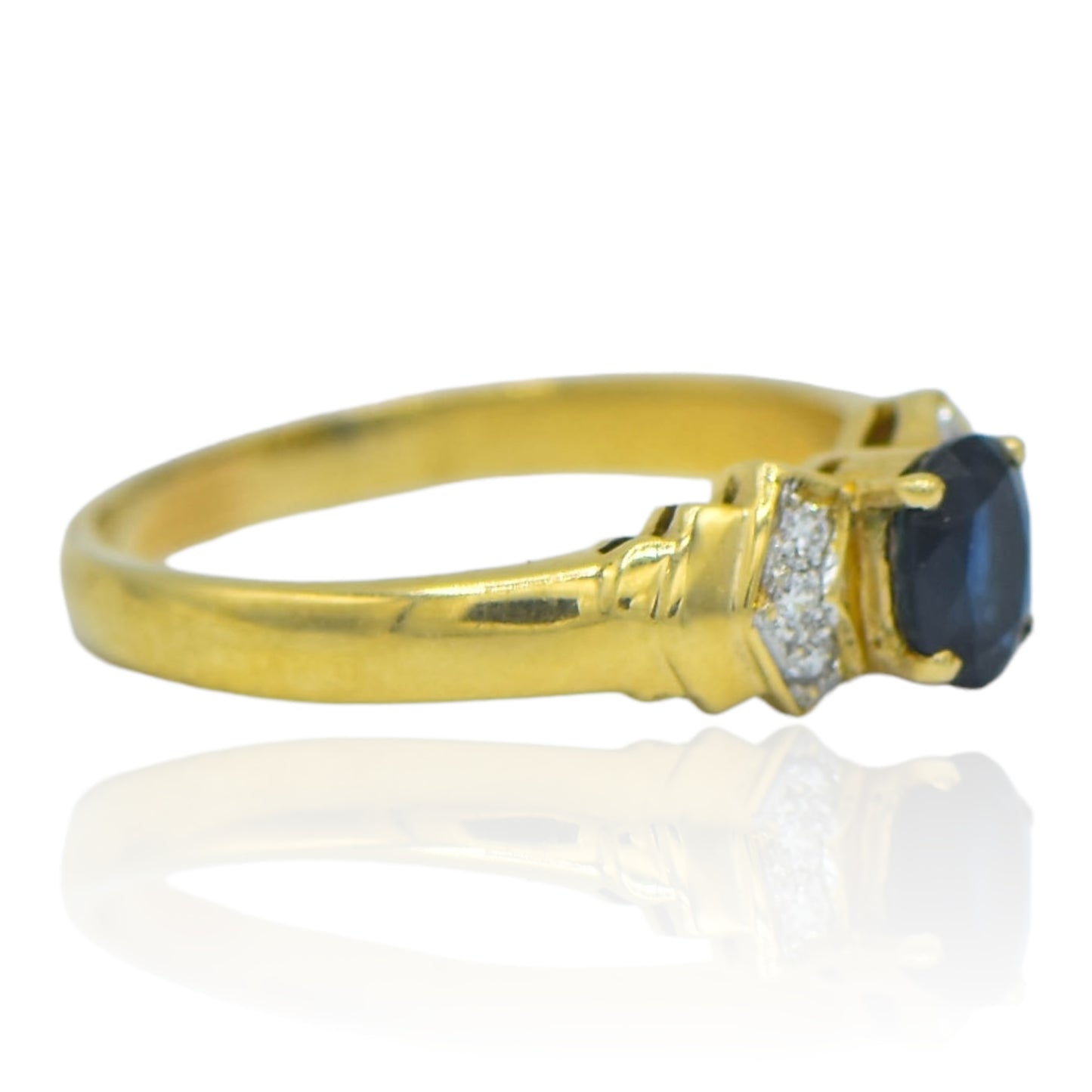 Sapphire and Diamond Promise Ring 14k Yellow Gold Size 8
