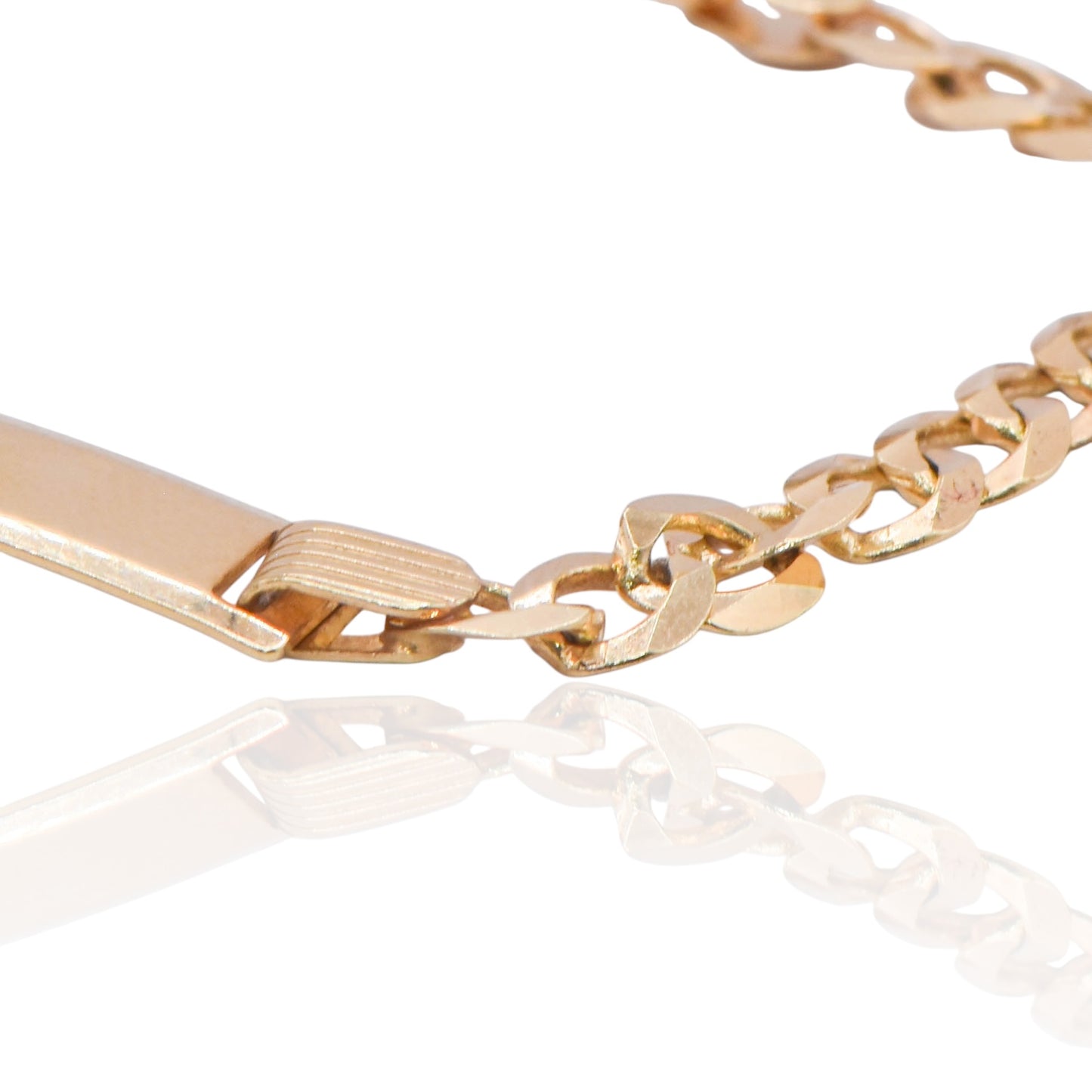 Gold ID Bracelet with Curb Chain 14K Yellow Gold (Child) (Engravable) 6in