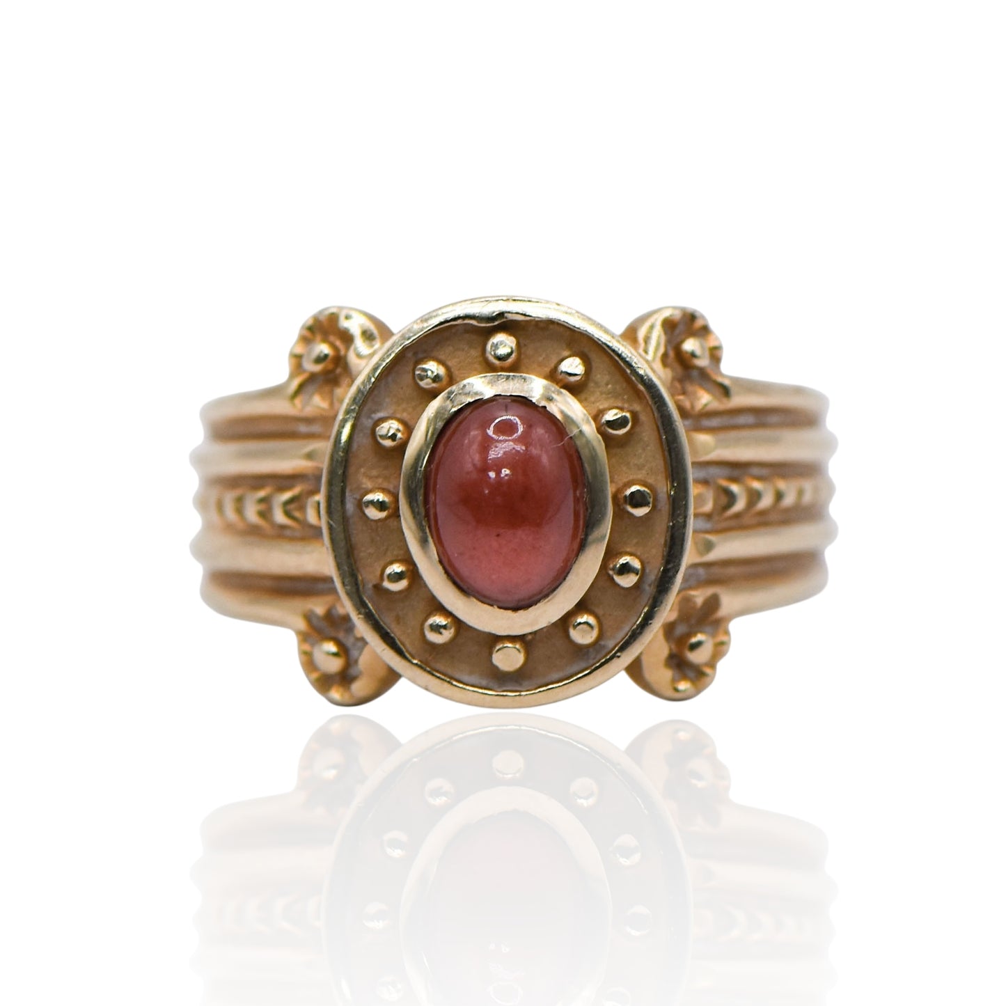 Garnet Ring Vintage Greek Revival 14K Ring