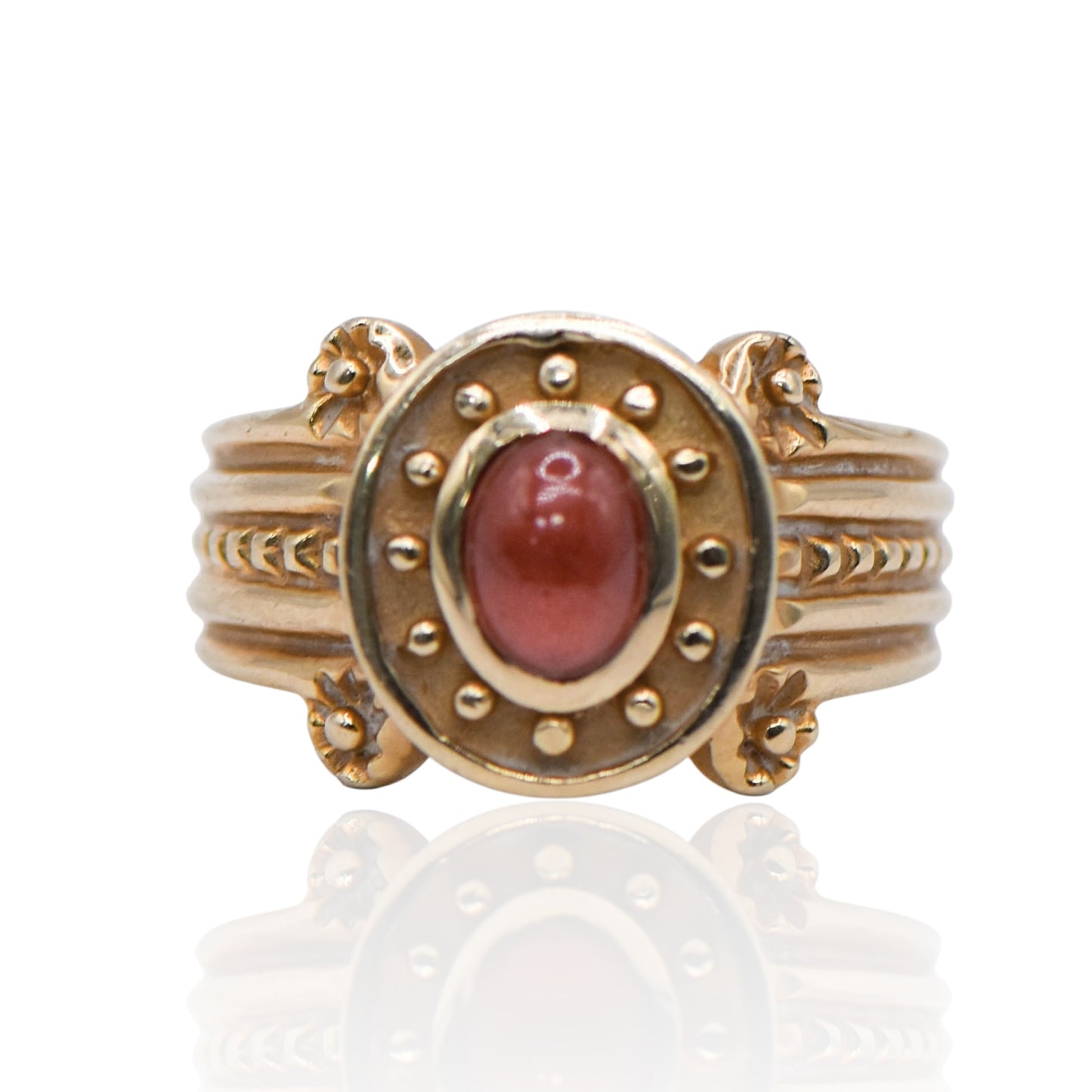 Garnet Ring Vintage Greek Revival 14K Ring