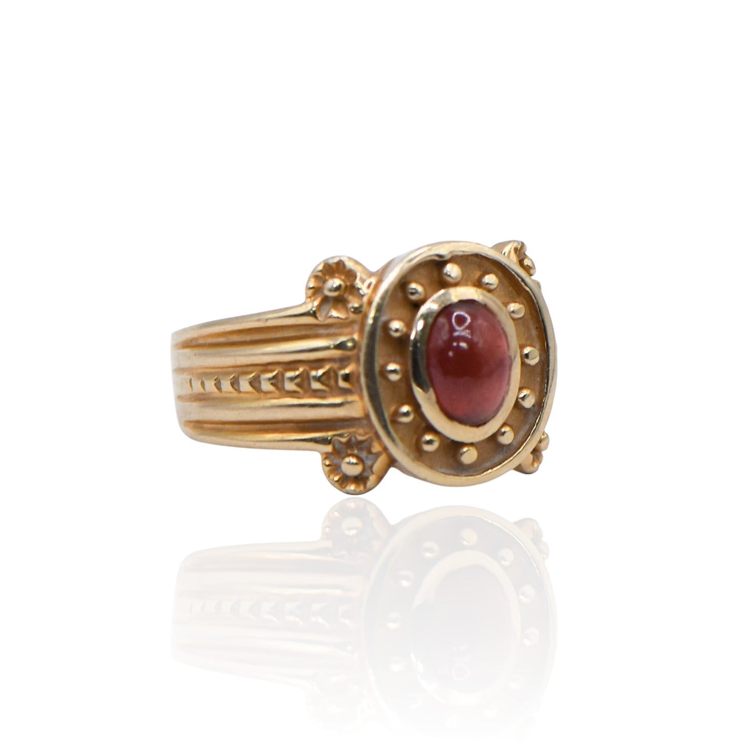 Garnet Ring Vintage Greek Revival 14K Ring
