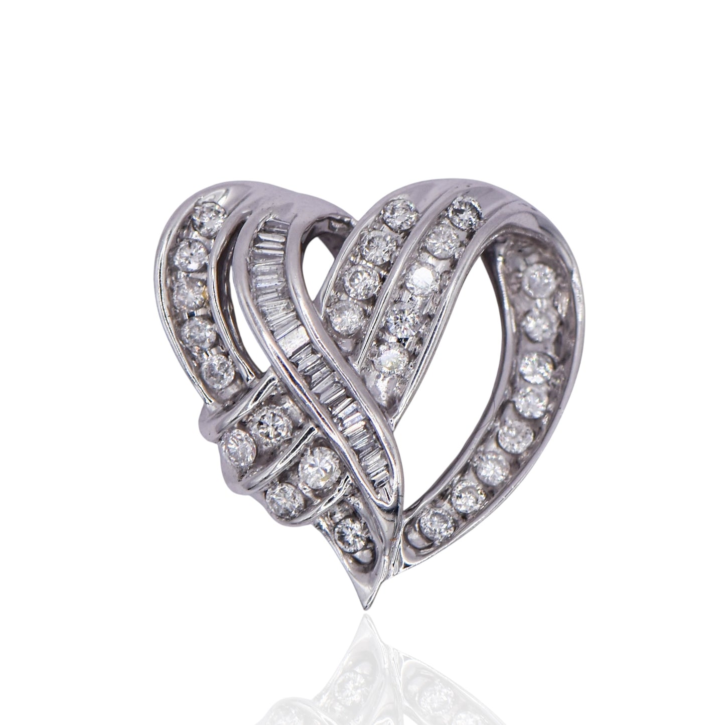 1.23cttw Braided Heart With Diamonds 14K White Gold