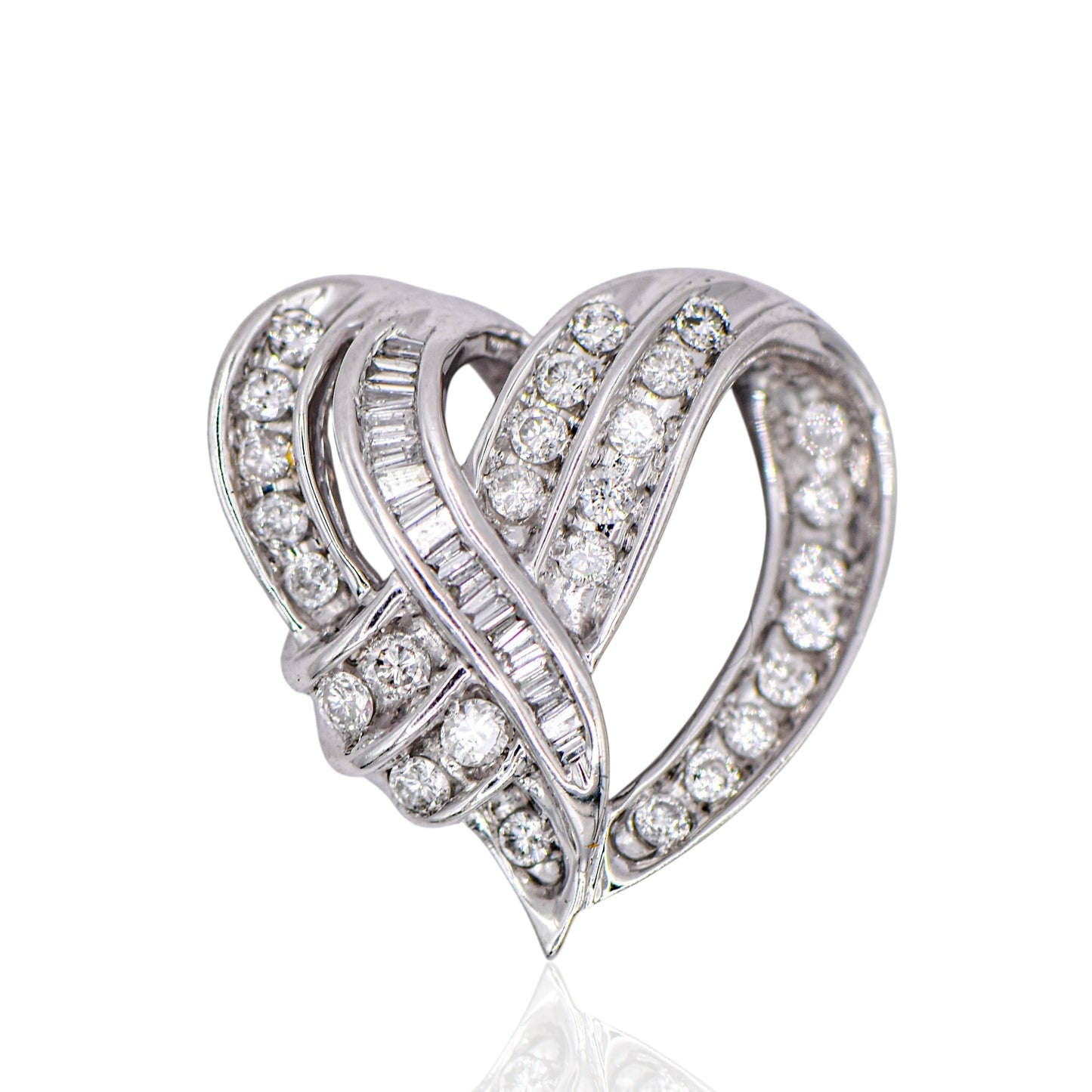 1.23cttw Braided Heart With Diamonds 14K White Gold