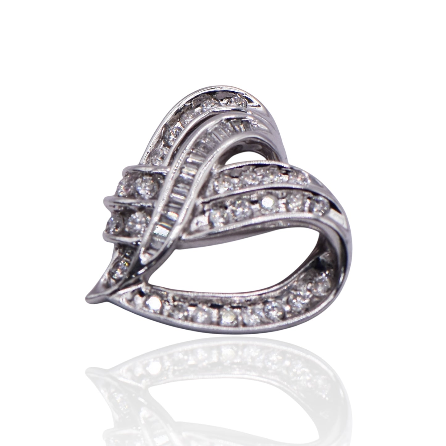 1.23cttw Braided Heart With Diamonds 14K White Gold
