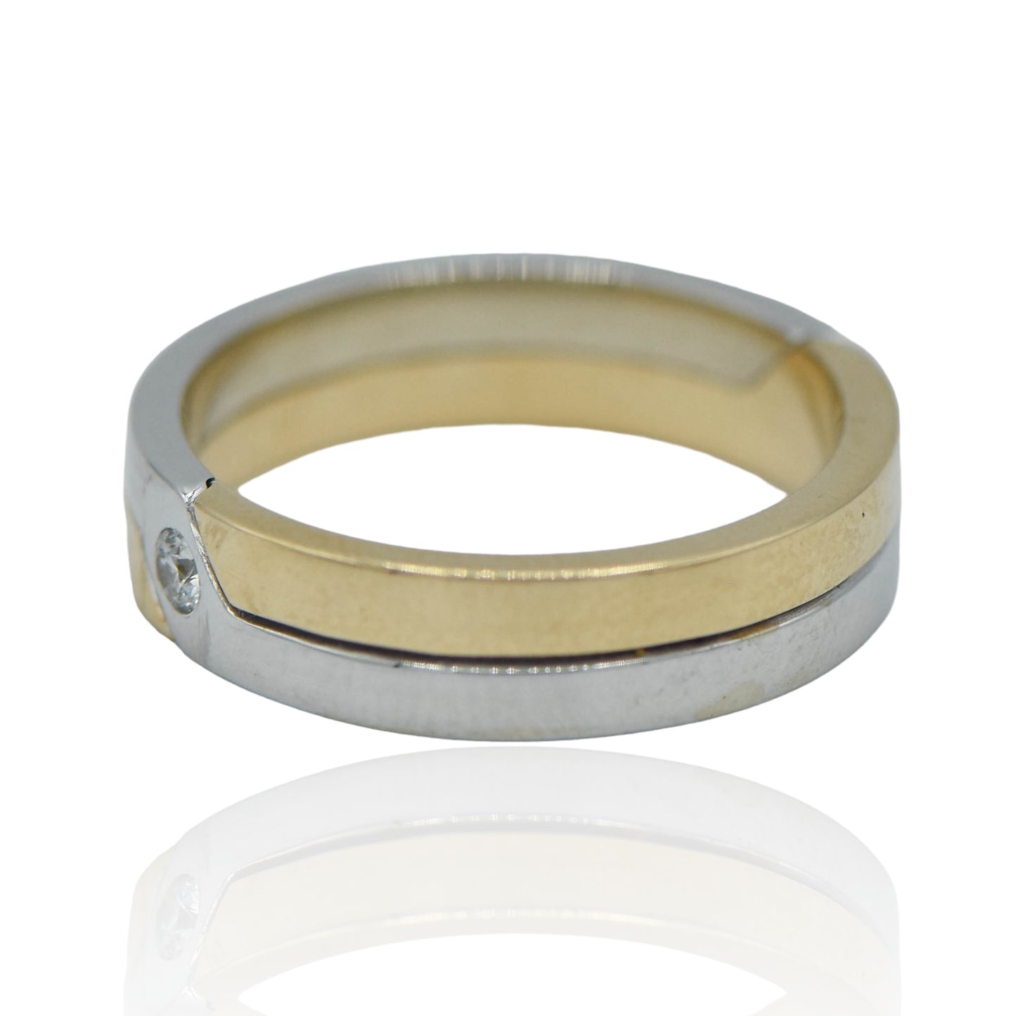 White and Yellow 14K Ring with Diamond 0.025cttw.