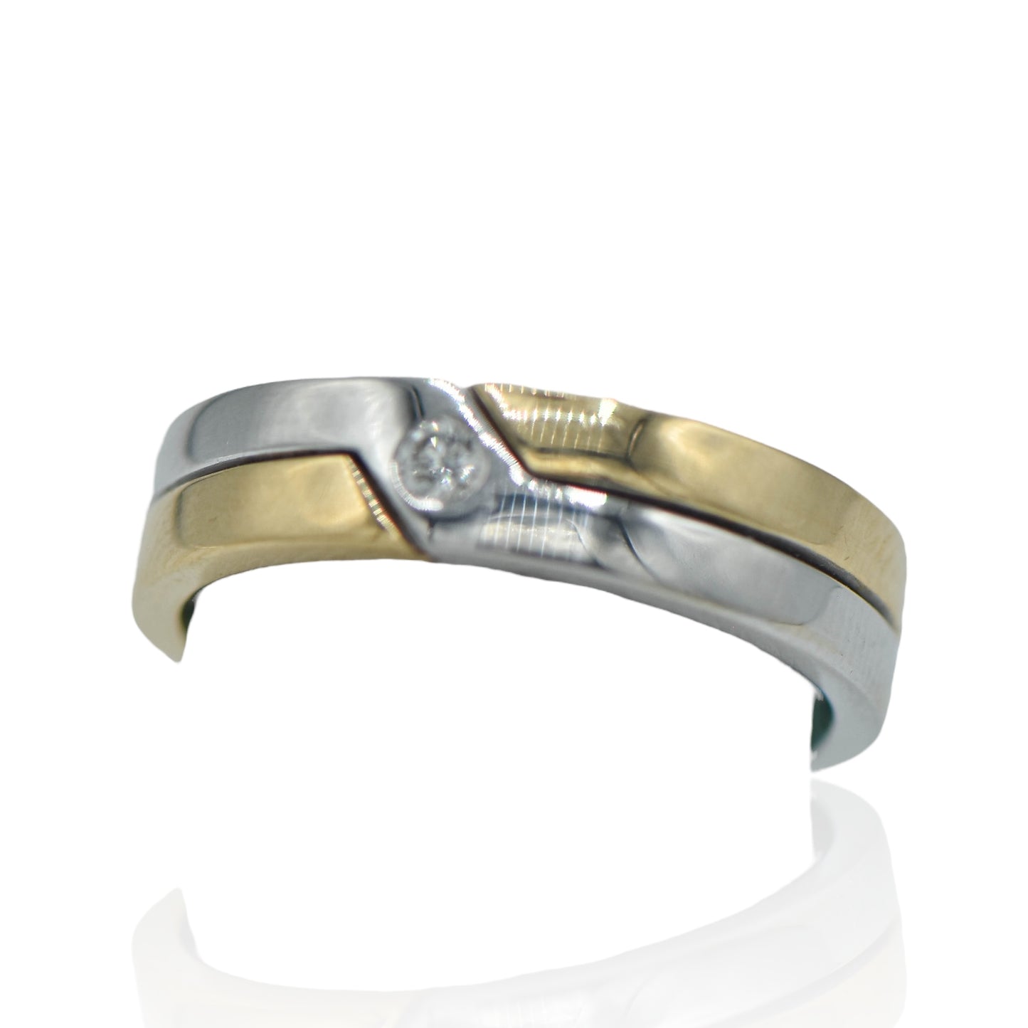 White and Yellow 14K Ring with Diamond 0.025cttw.