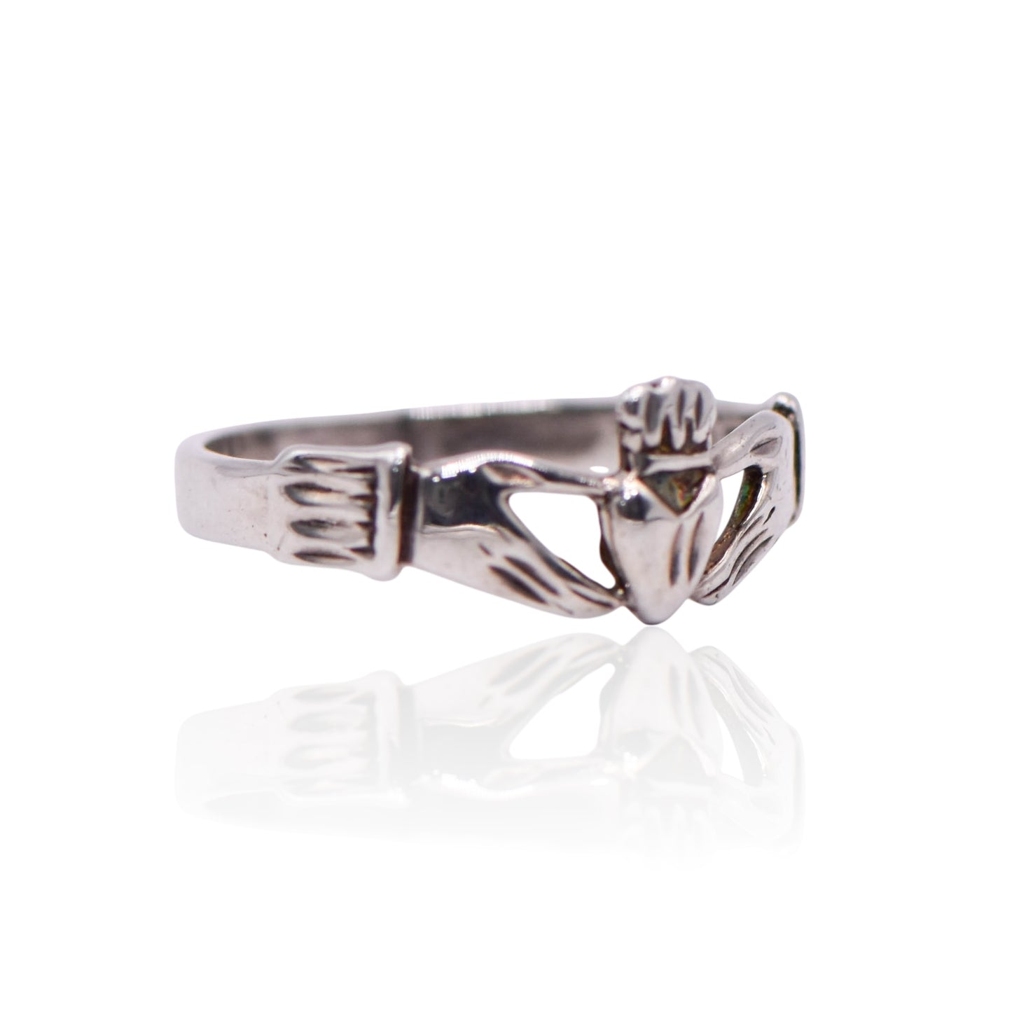 Vintage Claddagh Band Sterling Silver Ring