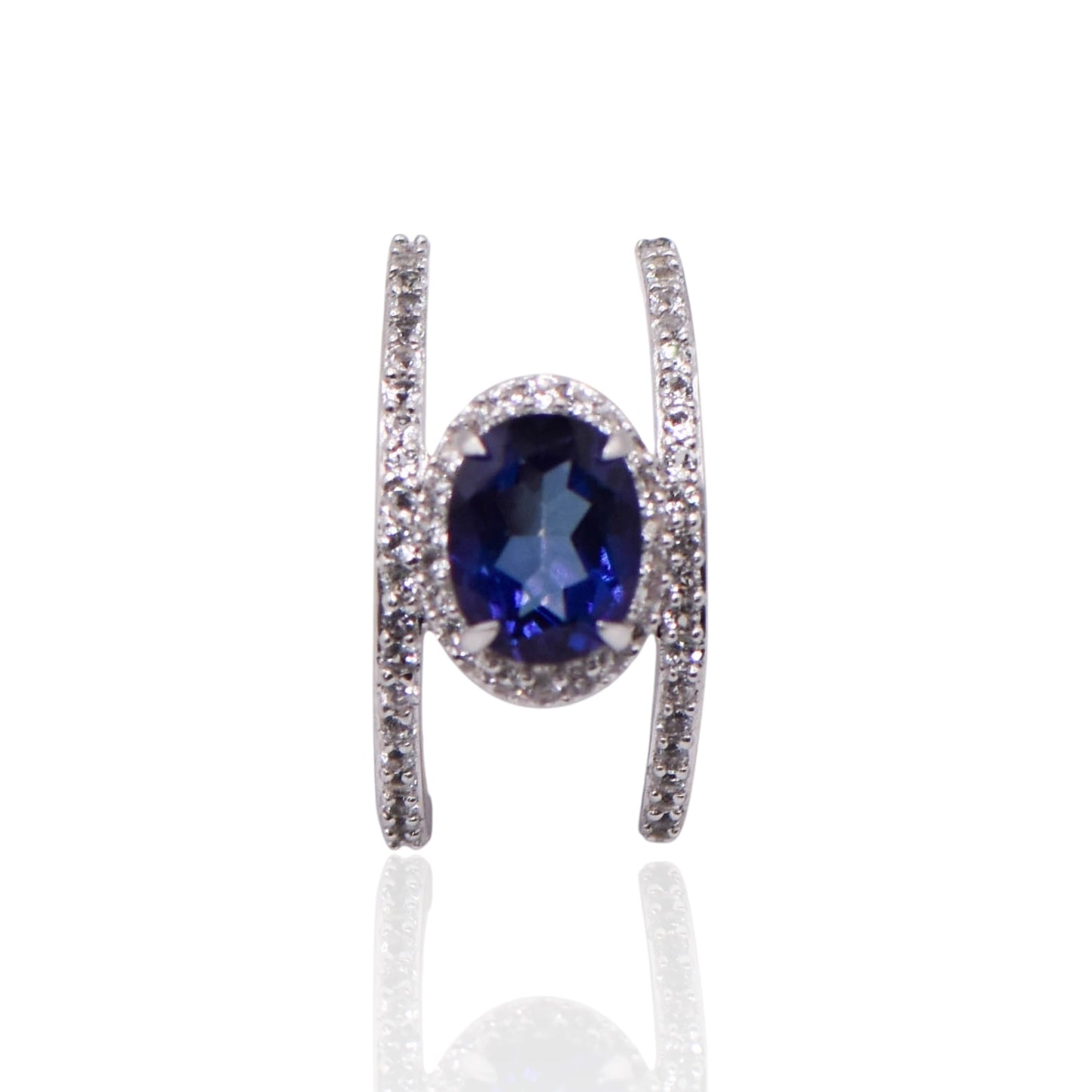 Vintage Violet and White CZ Silver Sterling Ring