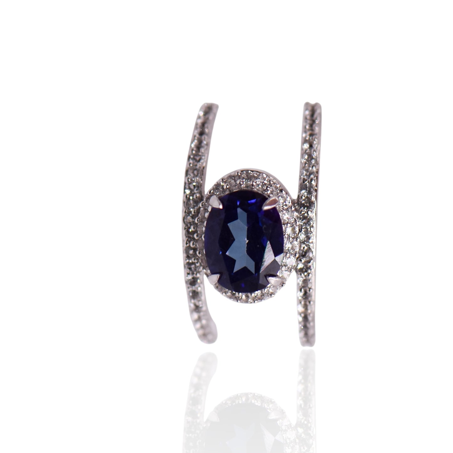 Vintage Violet and White CZ Silver Sterling Ring