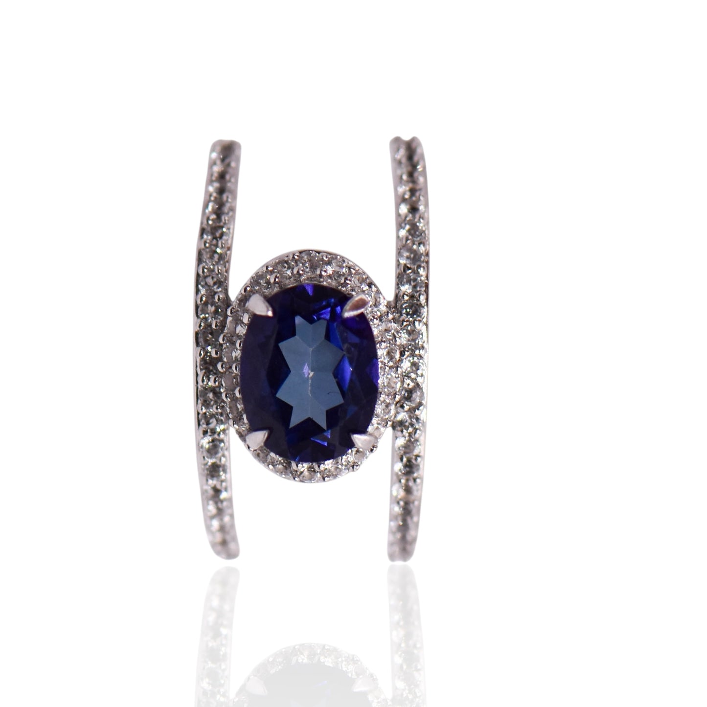 Vintage Violet and White CZ Silver Sterling Ring