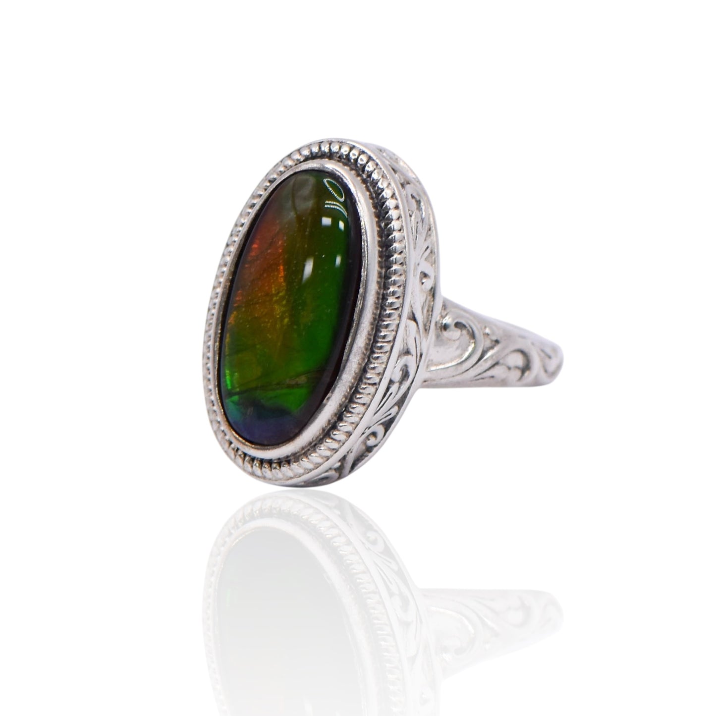 Vintage Ammolite Sterling Silver Ring