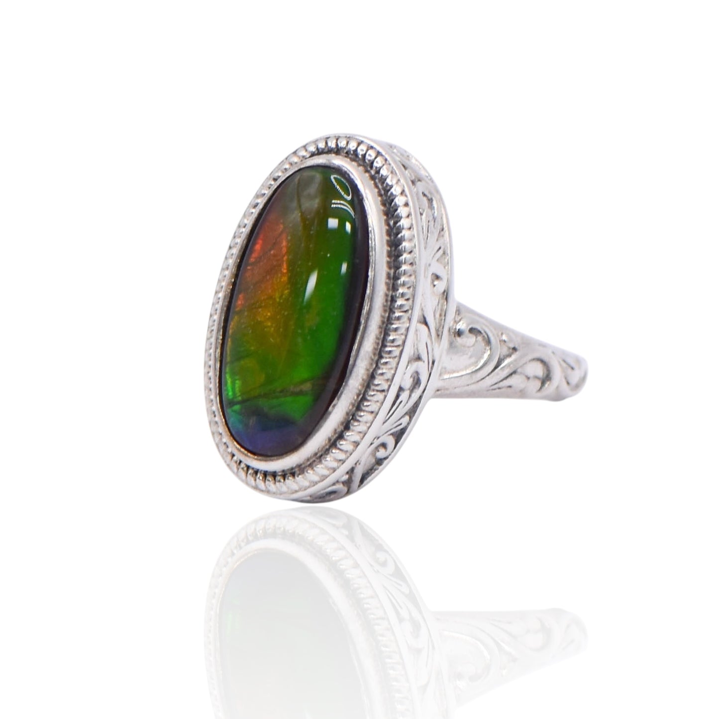 Vintage Ammolite Sterling Silver Ring