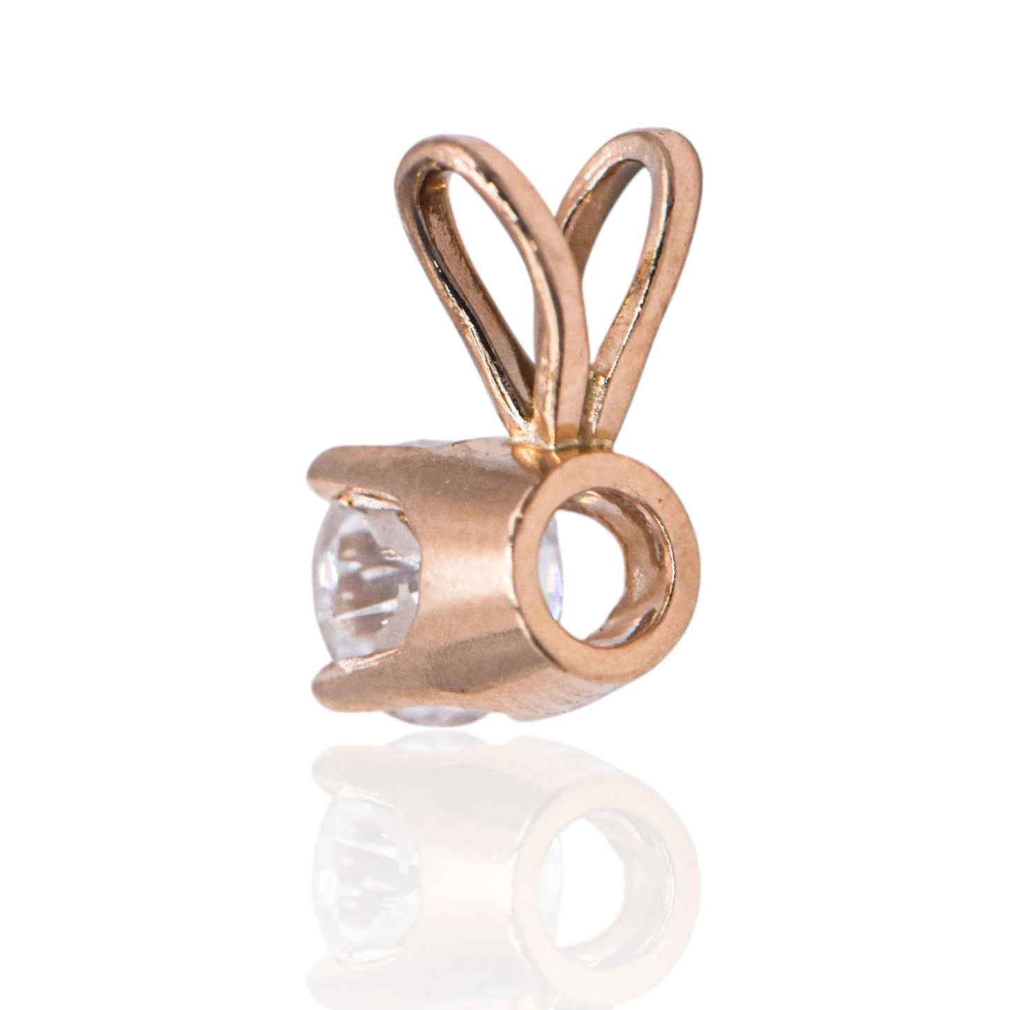 Estate Single Round Diamond Pendant 14K Yellow Gold