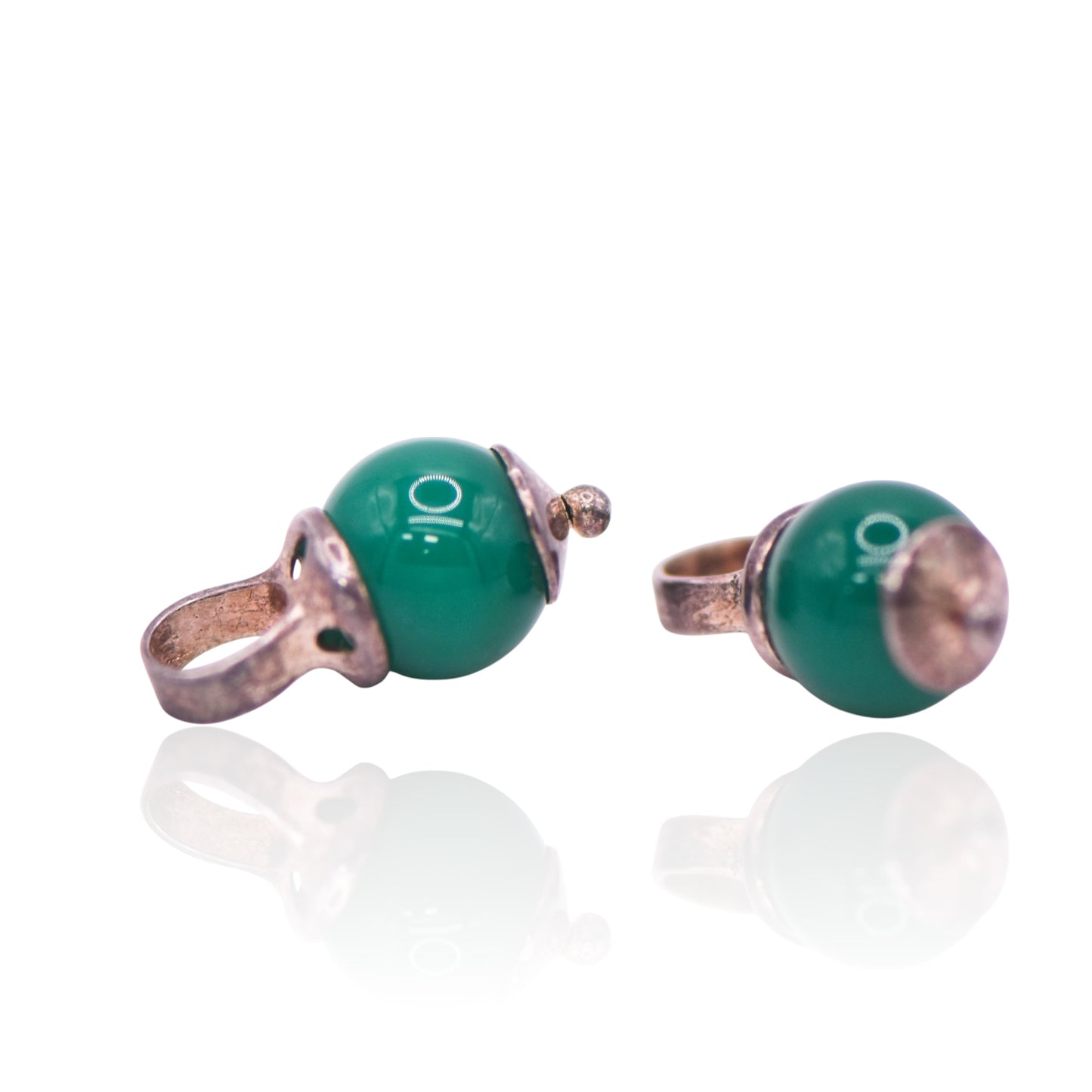 Vintage (2) Green Balls Add On For Hoop Earrings