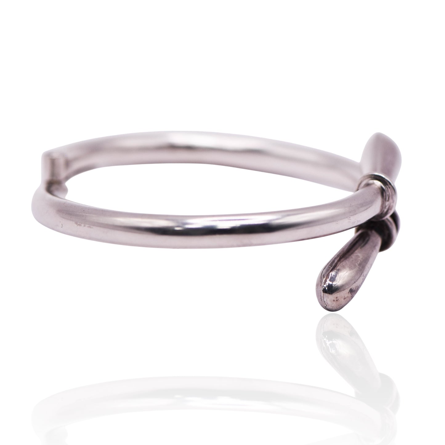 Vintage Teardrop Oval Hinged Sterling Silver Bracelet