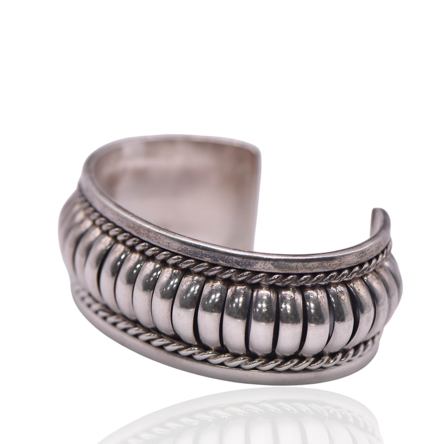 Vintage Navajo Weave Cuff Sterling Silver Bracelet