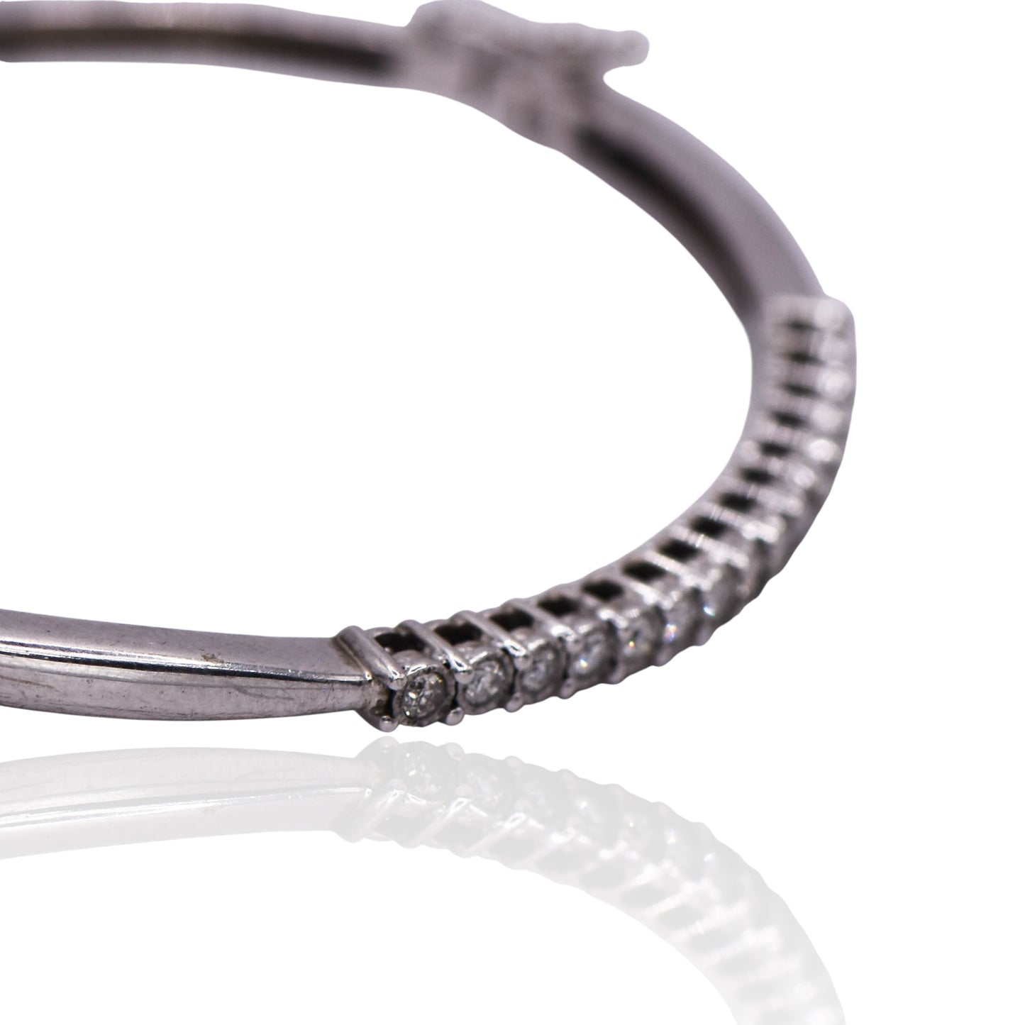 Vintage 15 CZ Hinged Sterling Silver Bracelet