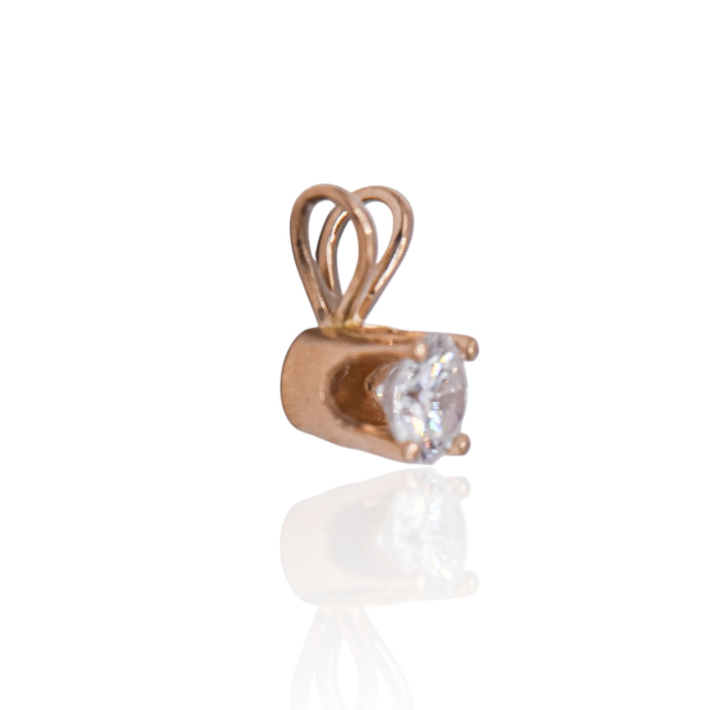 Estate Single Round Diamond Pendant 14K Yellow Gold