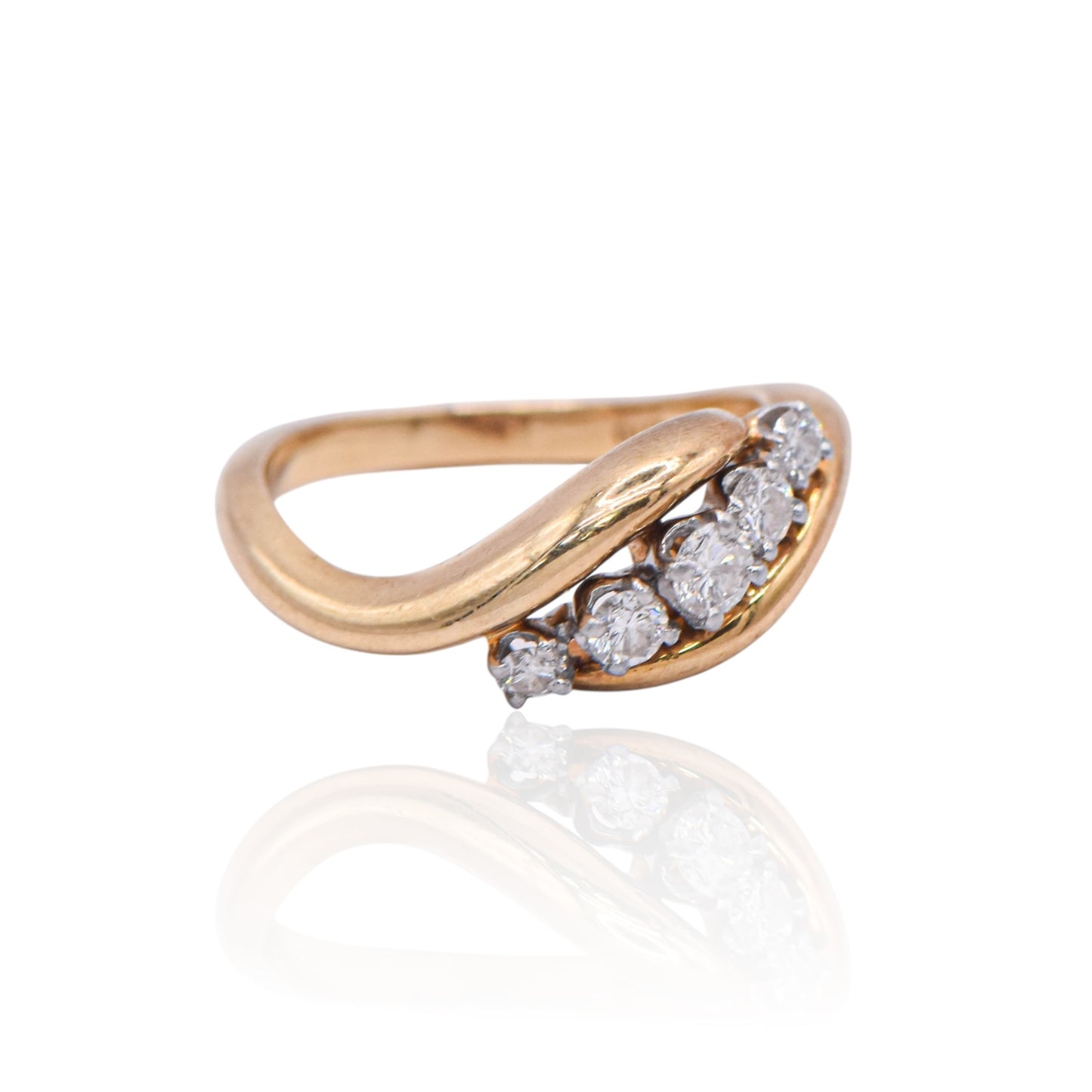 Estate Eternity Diamond Ring .34cttw Flow Ring 14K Yellow Gold
