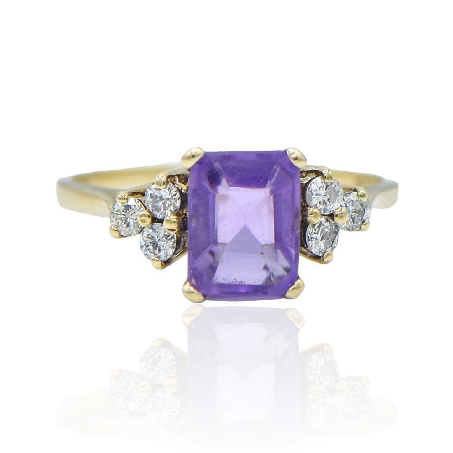 Amethyst and Diamond 14K Yellow Gold Ring