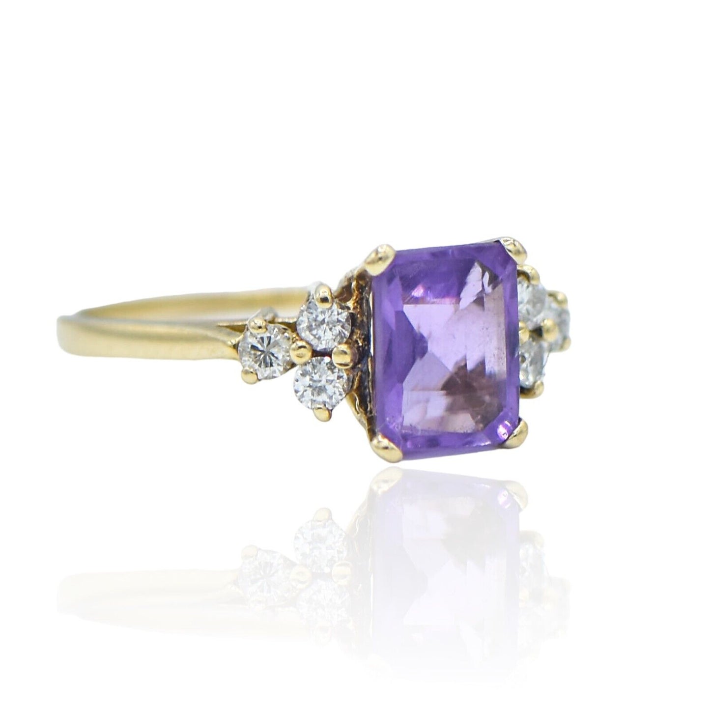 Amethyst and Diamond 14K Yellow Gold Ring