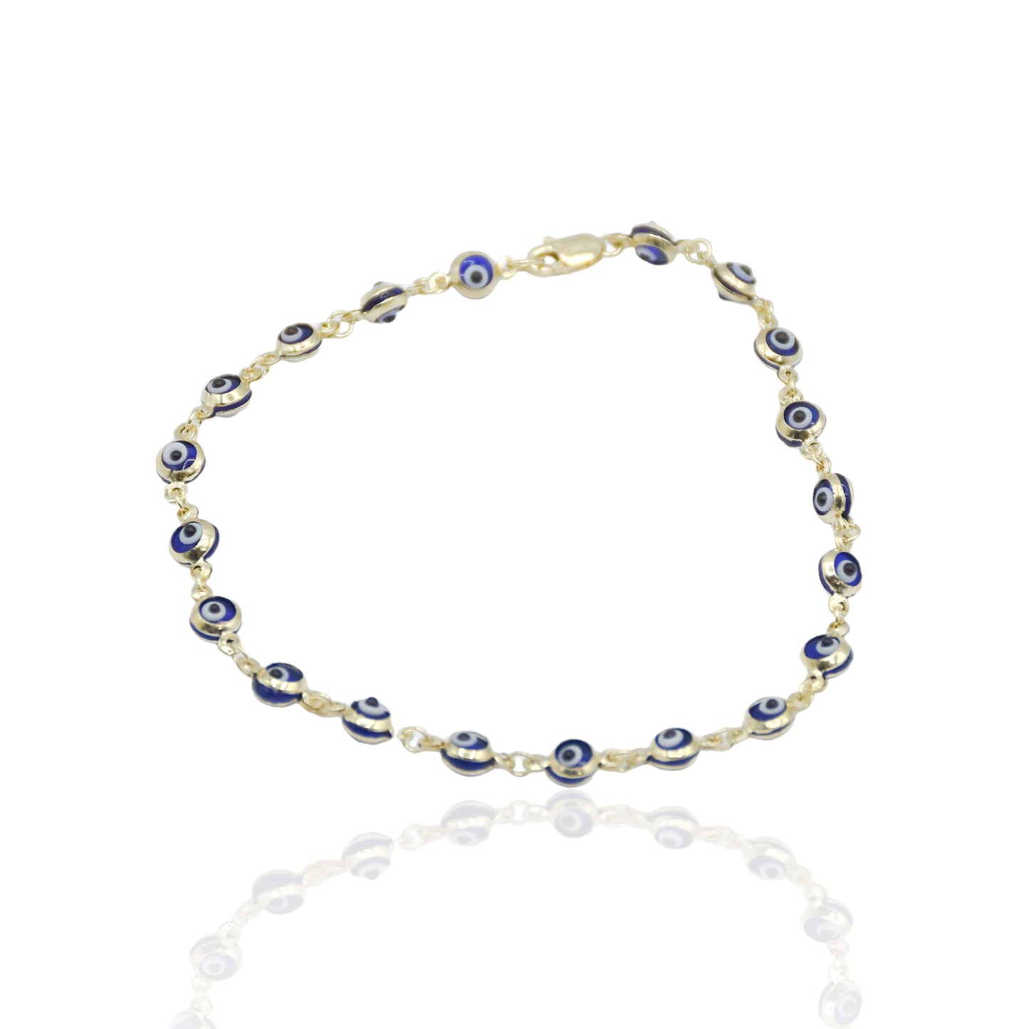 Blue Evil Eye Bracelet 14K Yellow Gold (Child) 6in