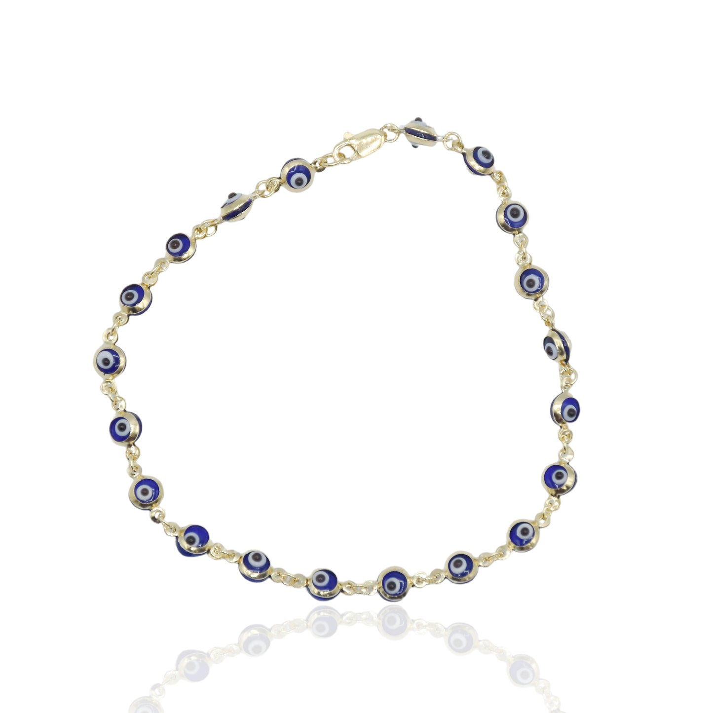 Blue Evil Eye Bracelet 14K Yellow Gold (Child) 6in