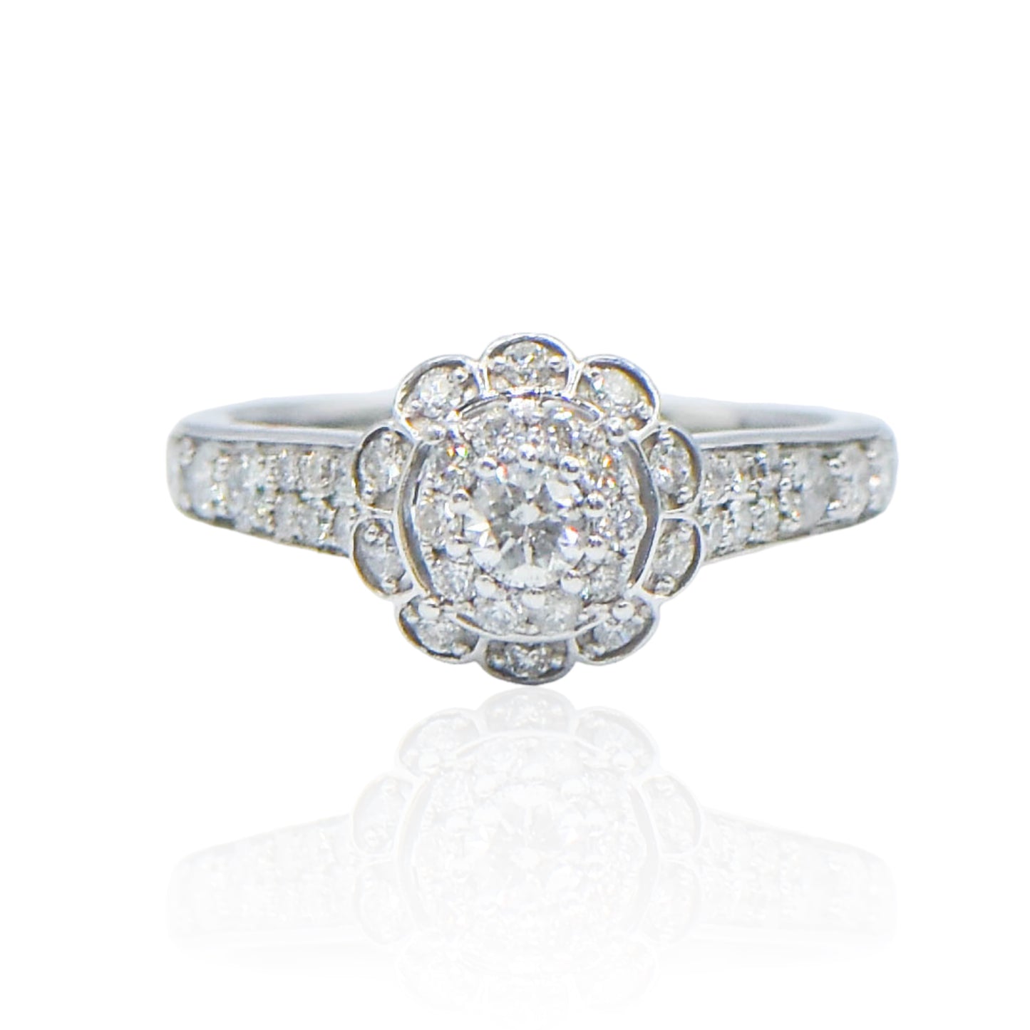 White Gold Engagement Ring 14K with 0.61 cttw Diamonds Size 7
