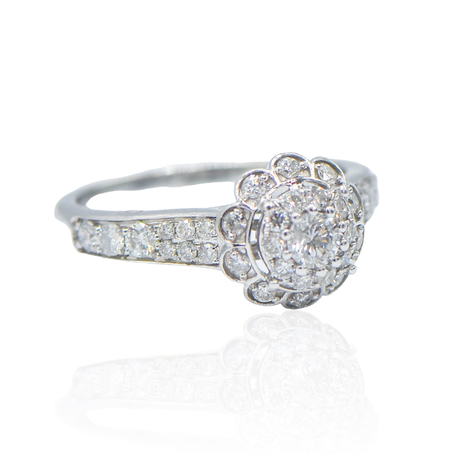 White Gold Engagement Ring 14K with 0.61 cttw Diamonds Size 7