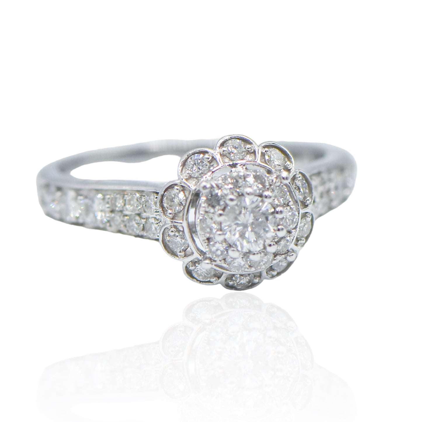White Gold Engagement Ring 14K with 0.61 cttw Diamonds Size 7