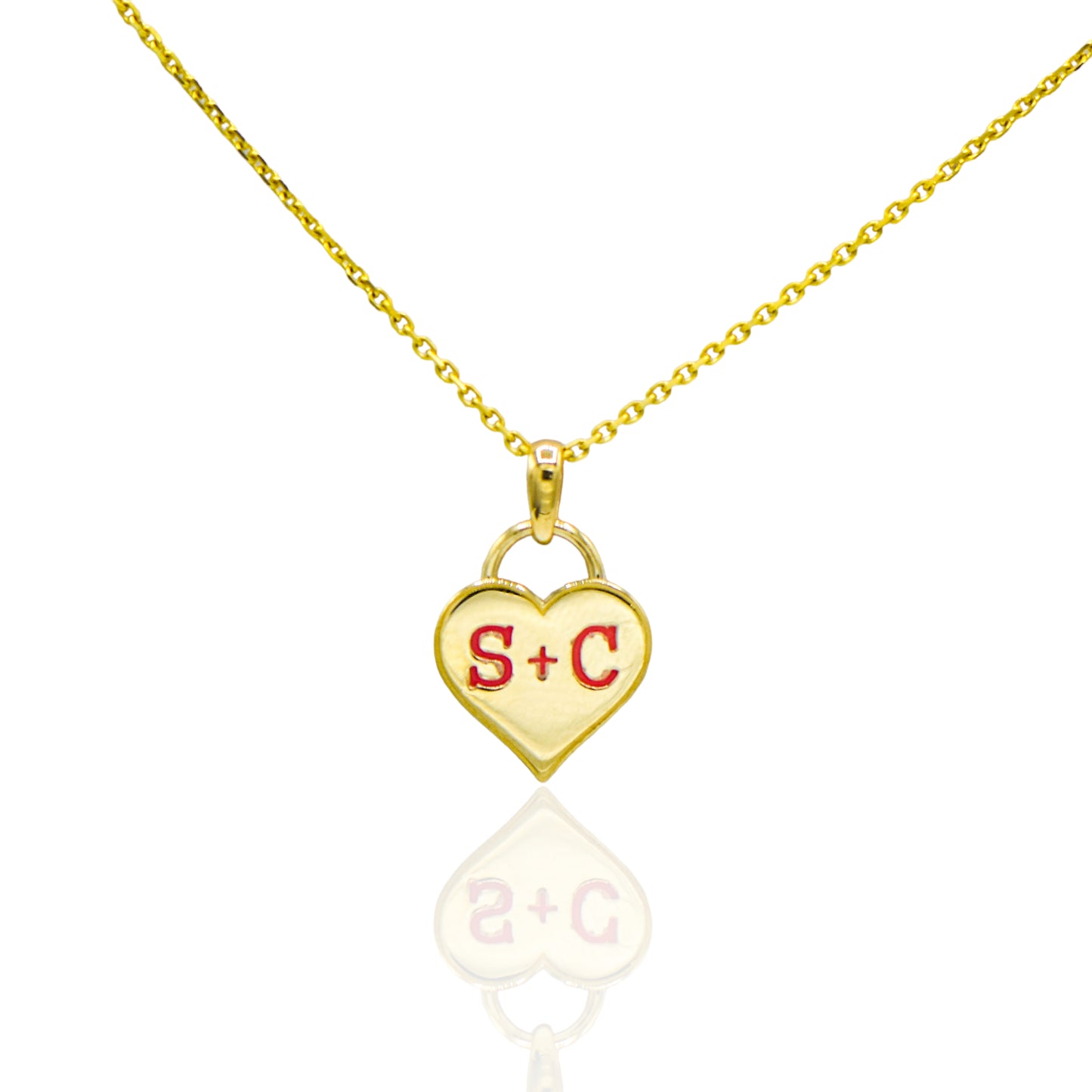Customizable Heart Glow-in-the-Dark Letter Pendant 14K Yellow Gold (Larrea Original)