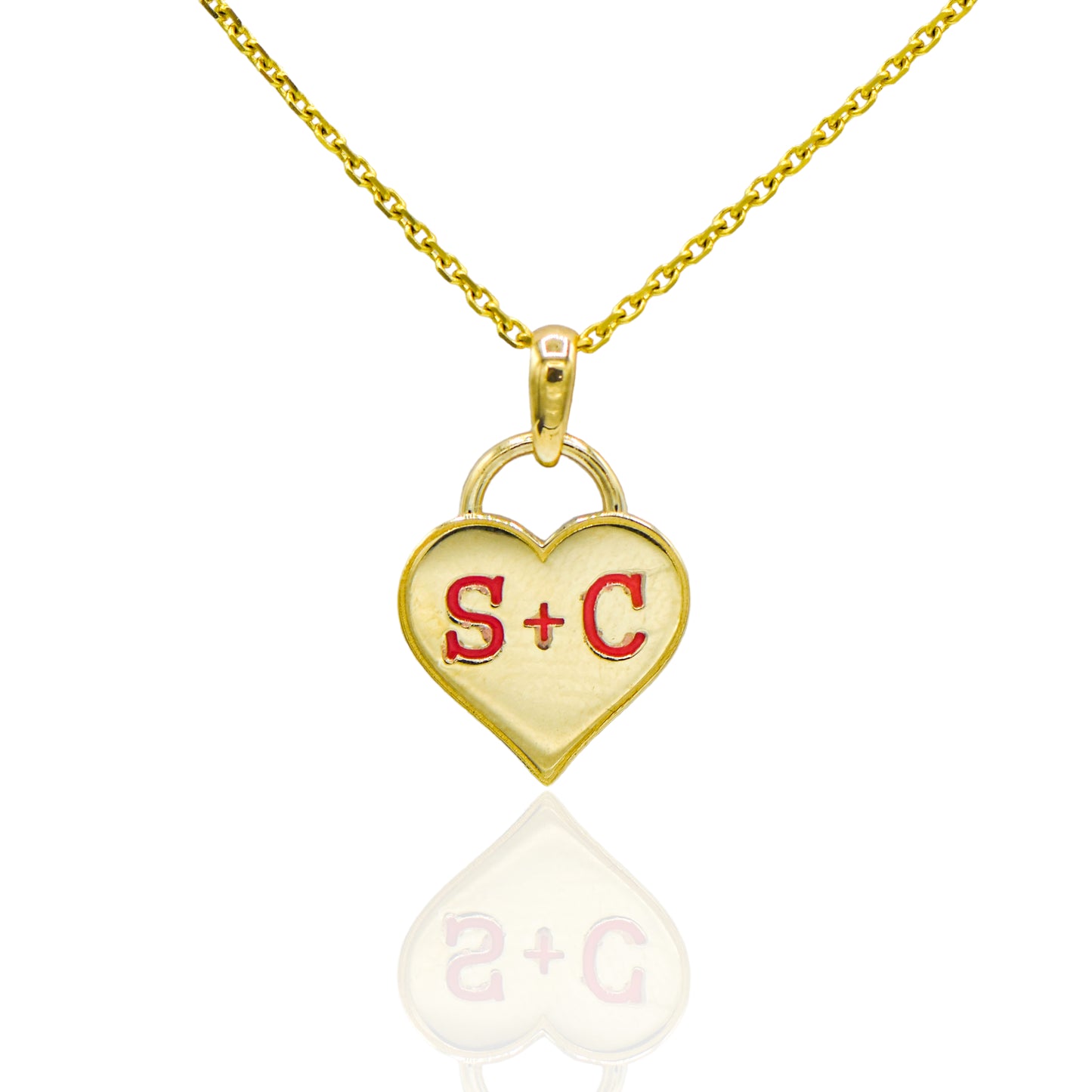 Customizable Heart Glow-in-the-Dark Letter Pendant 14K Yellow Gold (Larrea Original)