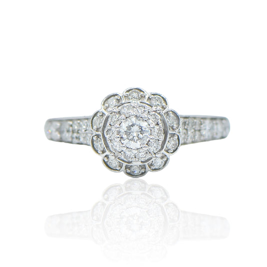 White Gold Engagement Ring 14K with 0.61 cttw Diamonds Size 7