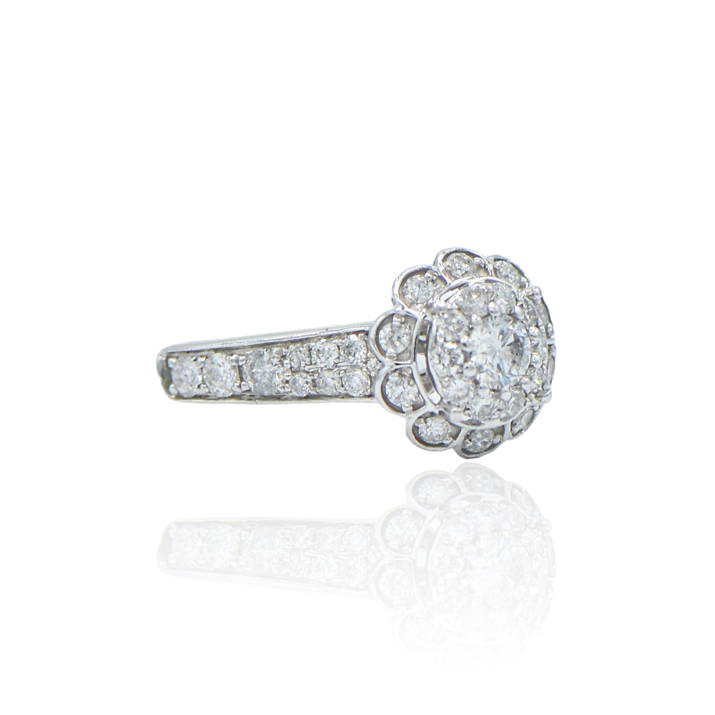 White Gold Engagement Ring 14K with 0.61 cttw Diamonds Size 7