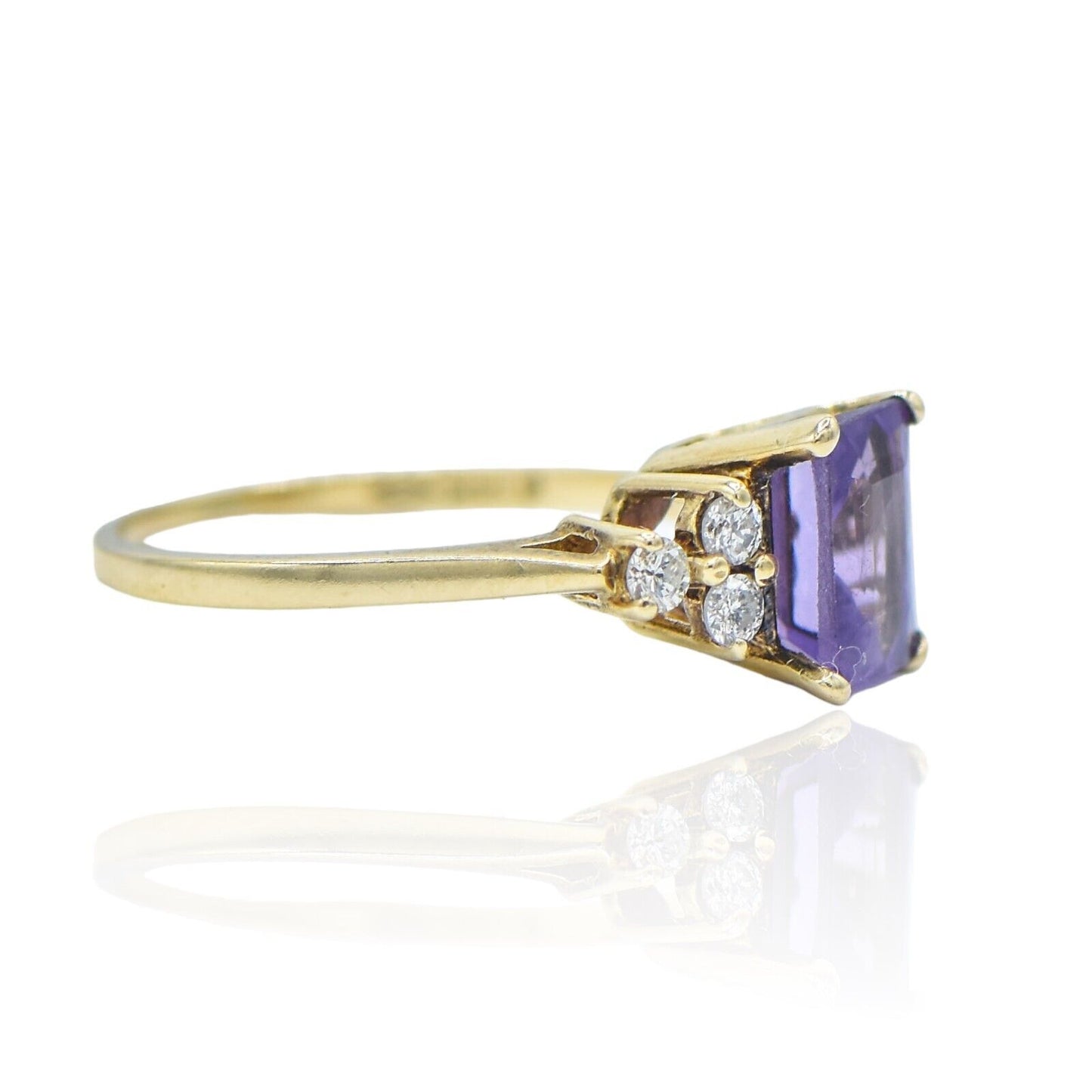 Amethyst and Diamond 14K Yellow Gold Ring