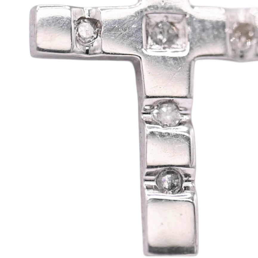 Tiled Diamond Cross Pendant 14K White Gold 0.072cttw