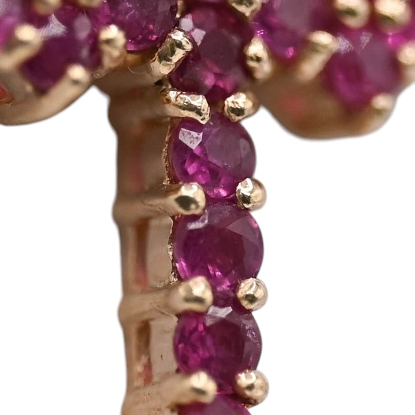 Ruby Budded Cross Pendant 14K Yellow Gold 0.84cttw