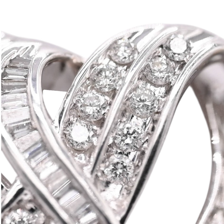 Criss-Cross Diamond Heart Slider Pendant 14K White Gold 0.98cttw