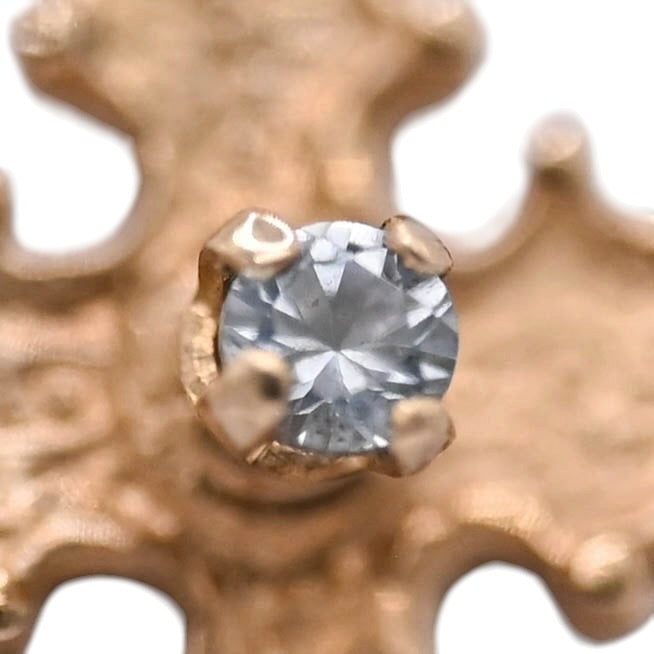 Medieval-Inspired Flared Cross Pendant with Blue Topaz 9K Yellow Gold