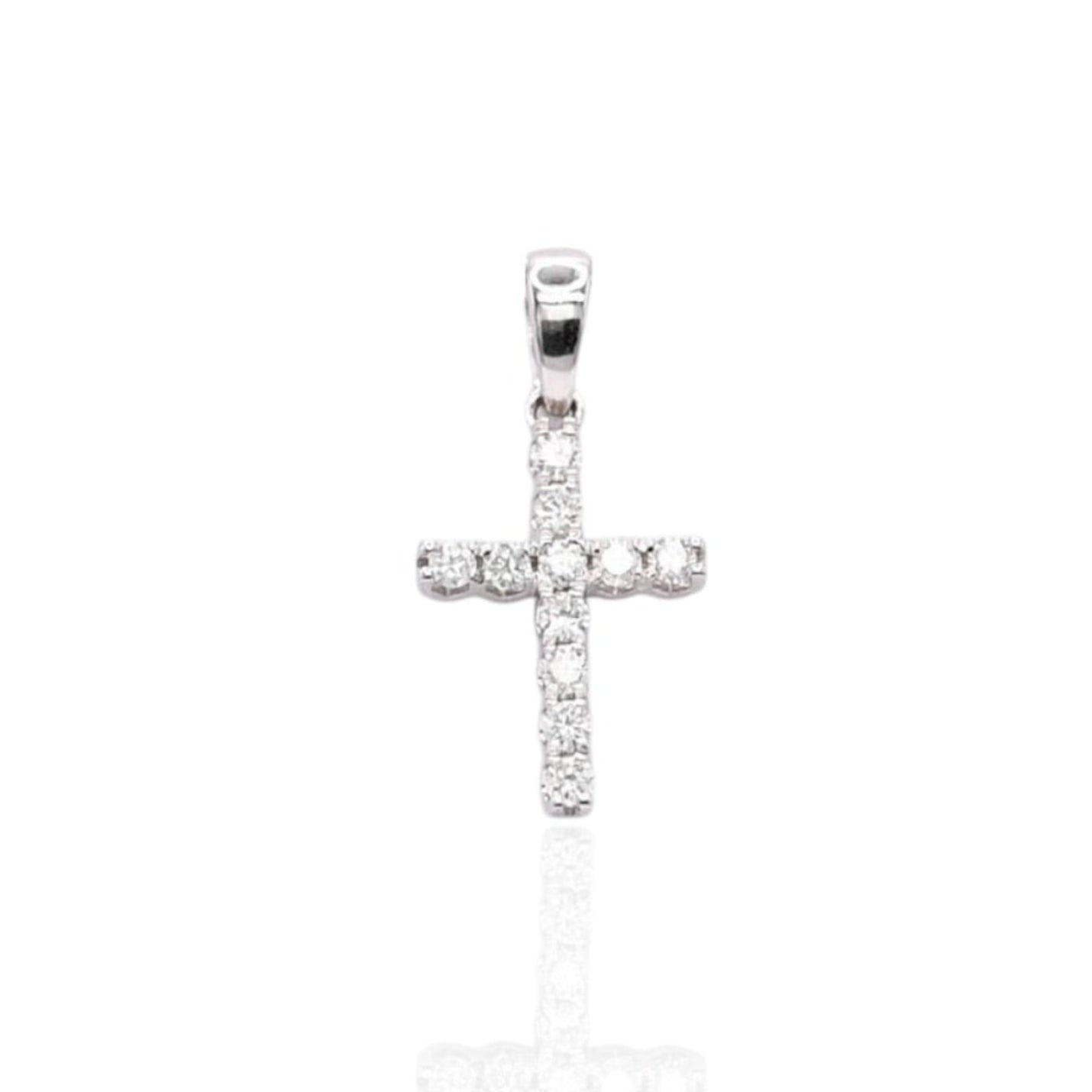 Diamond Cross Pendant 14K White Gold 0.20cttw