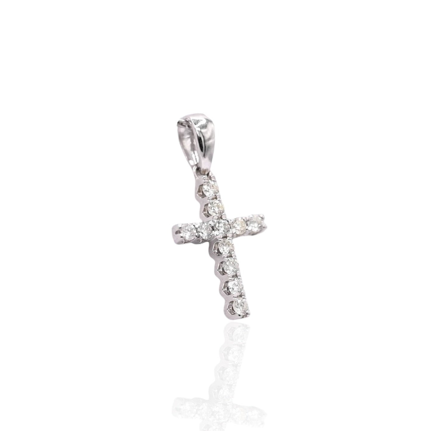 Diamond Cross Pendant 14K White Gold 0.20cttw