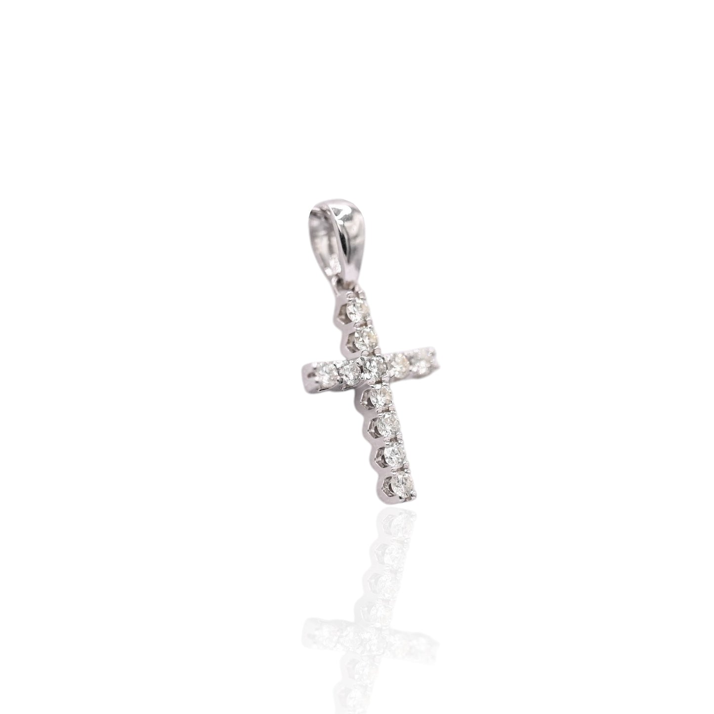 Diamond Cross Pendant 14K White Gold 0.20cttw