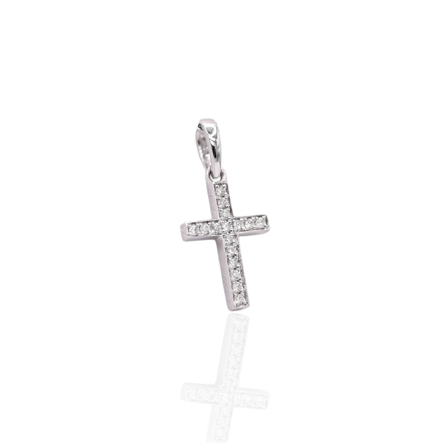 Diamond Cross Pendant 14K White Gold 0.07cttw