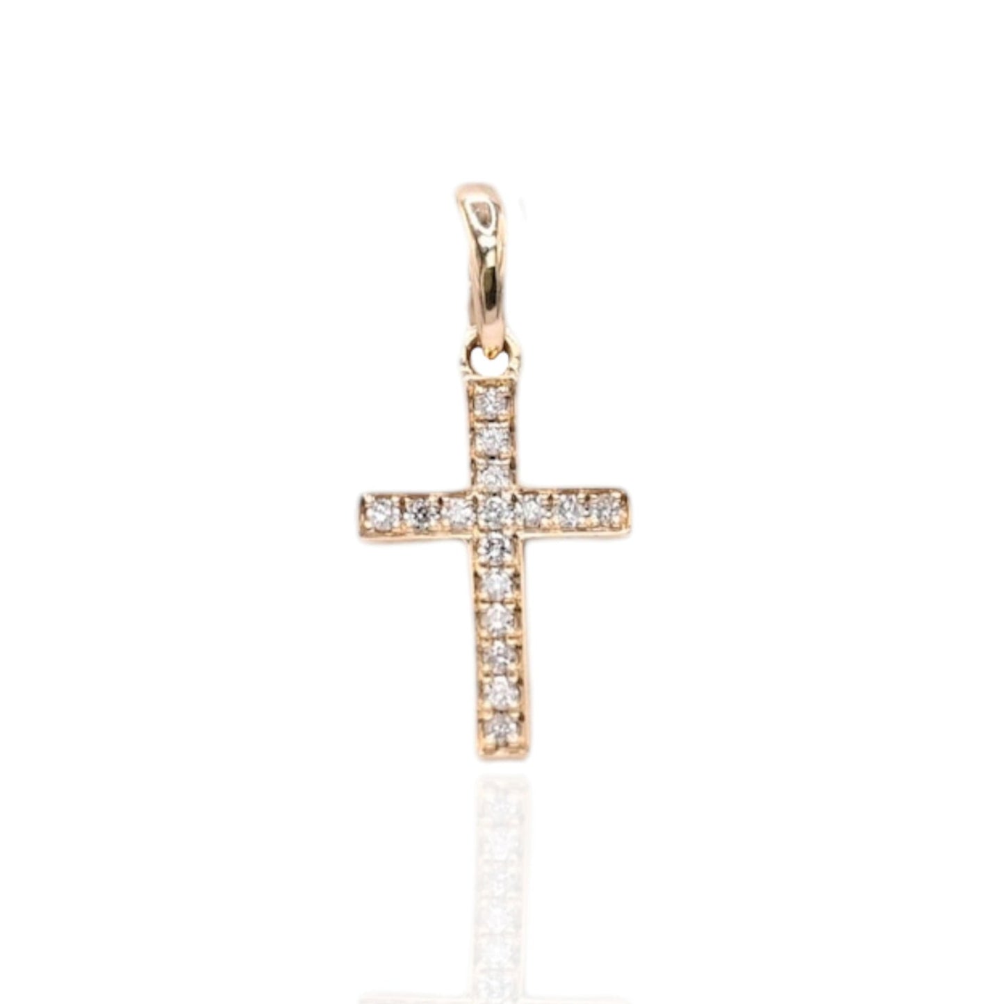 Diamond Cross Pendant 14K Yellow Gold 0.21cttw