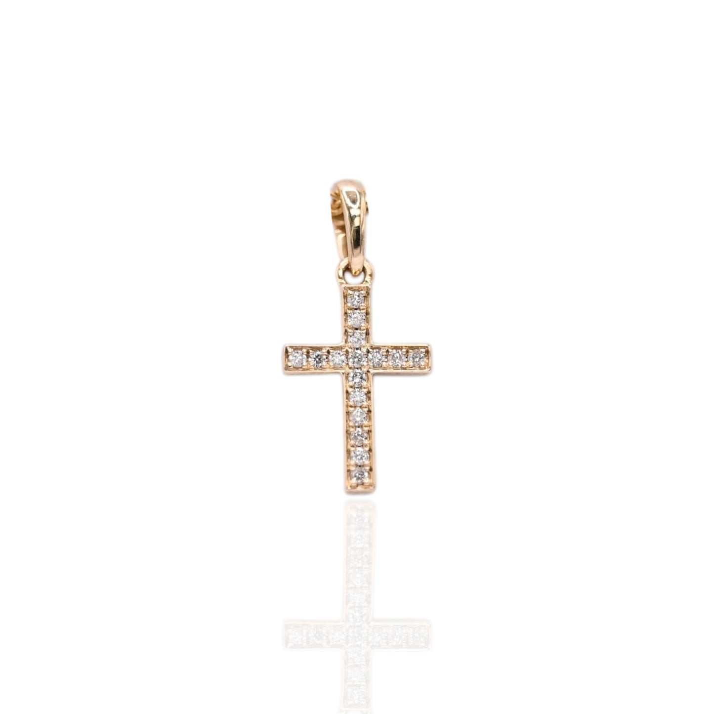 Diamond Cross Pendant 14K Yellow Gold 0.21cttw