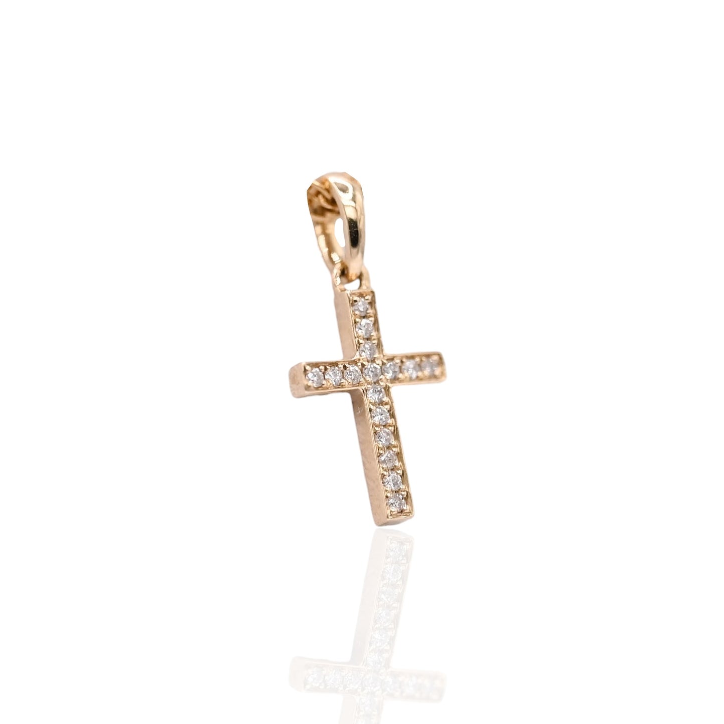 Diamond Cross Pendant 14K Yellow Gold 0.21cttw