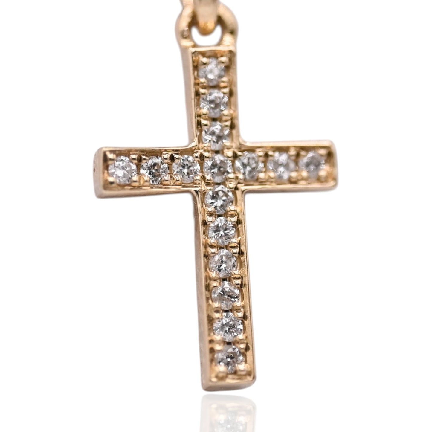 Diamond Cross Pendant 14K Yellow Gold 0.21cttw