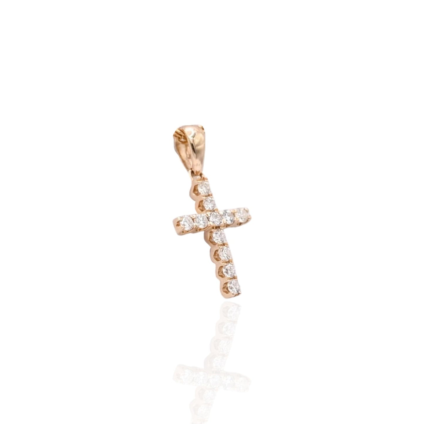 Diamond Cross Pendant 14K Yellow Gold 0.07cttw