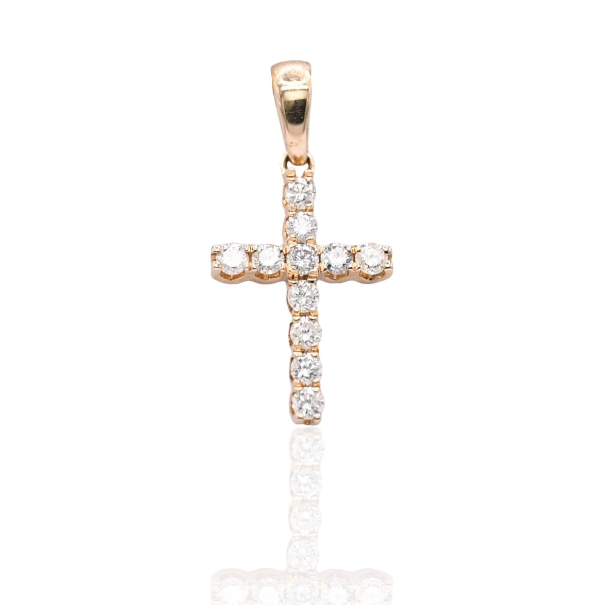 Diamond Cross Pendant 14K Yellow Gold 0.07cttw
