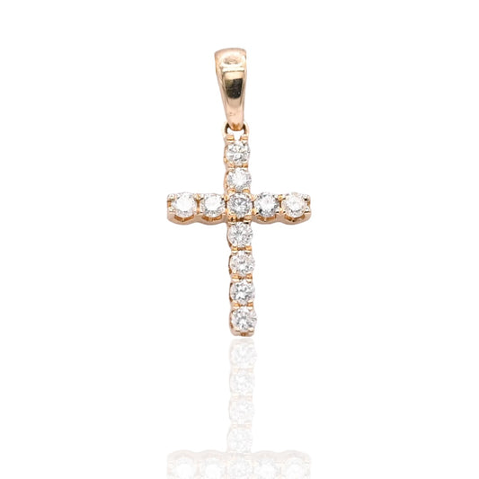 Diamond Cross Pendant 14K Yellow Gold 0.07cttw
